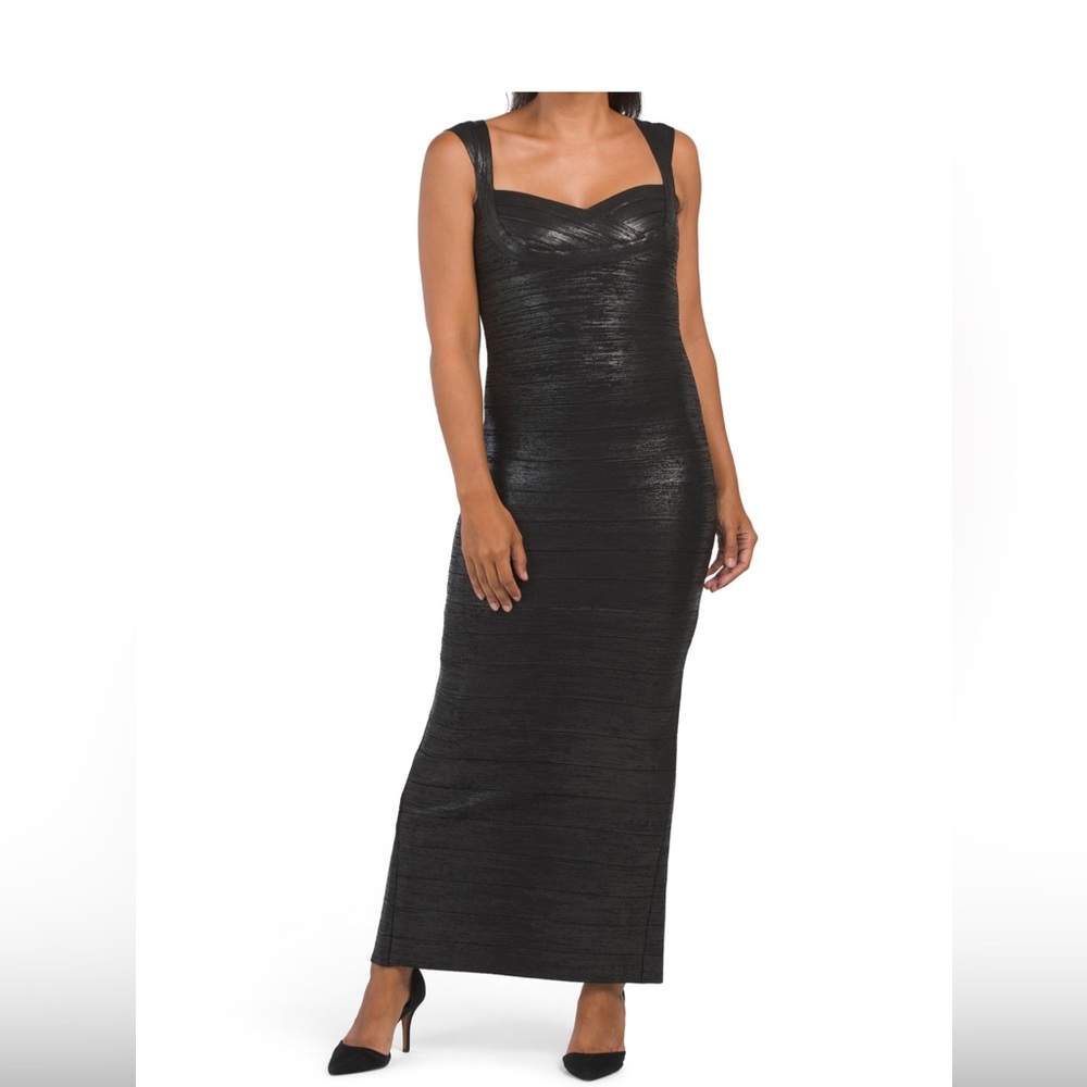 Herve Ledge Sweetheart Banded Foil Dress - NWT - Size M